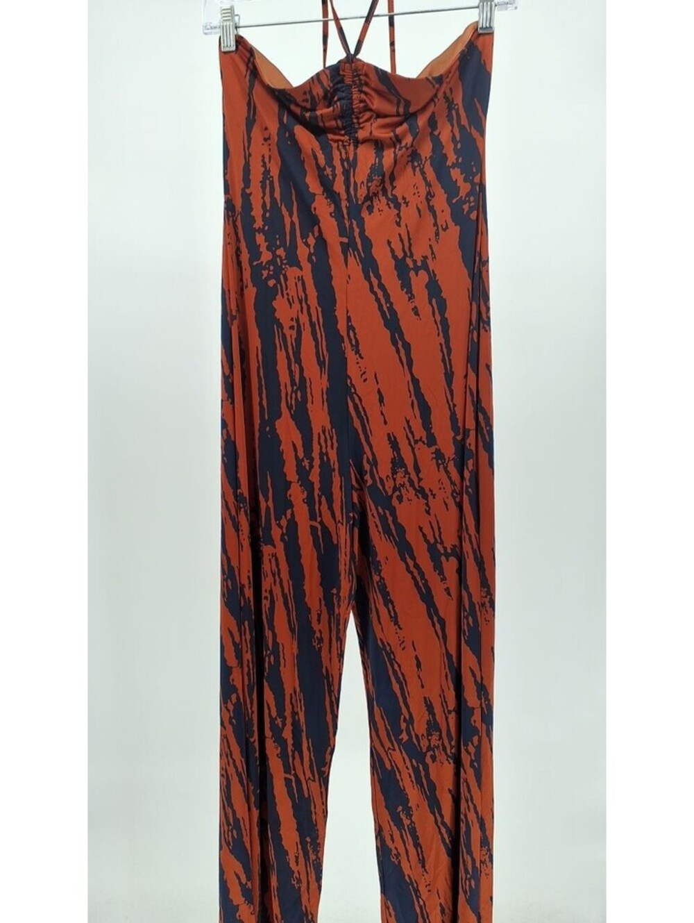 Fashion Nova "Tulum Treatment" Halter Wide-Leg Jumpsuit in Navy/Combo